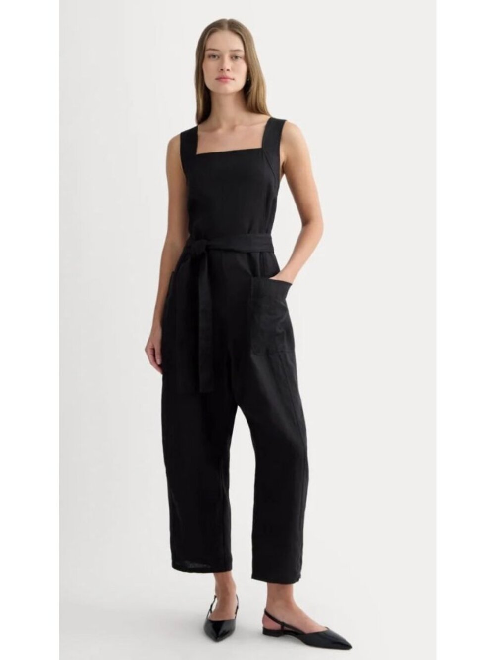 Everlane The Utility Coverall 100% Linen Women's Size 14 in Black - NWT!